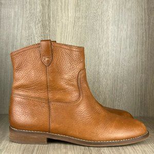 Madewell Ankle Boots Women's Sz 7.5 Otis Western Pebble Leather Saddle Tan